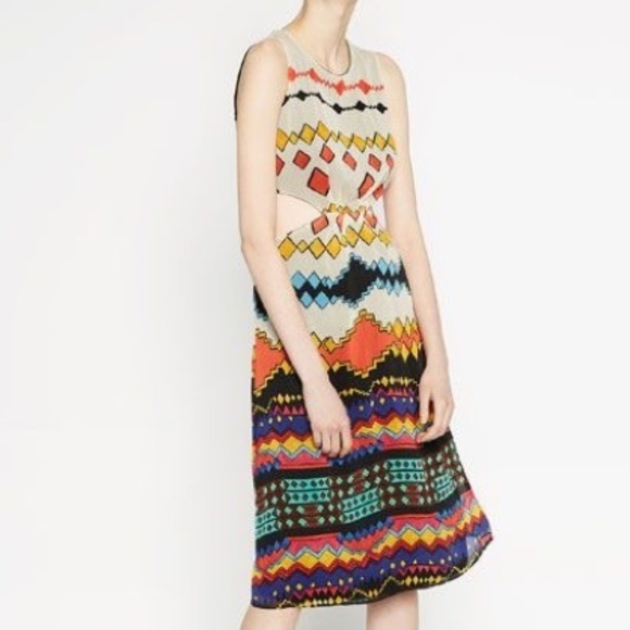 Zara Dresses & Skirts - Zara Trafaluc Tribal knee length dress cut outs XS